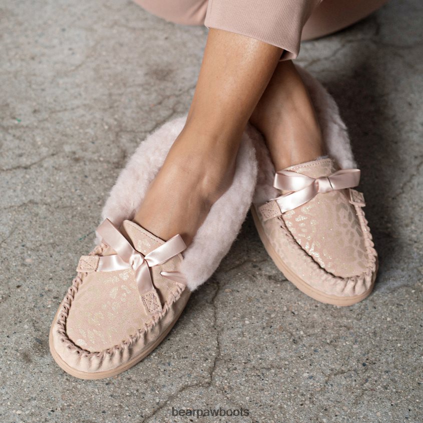 Hausschuhe BEARPAW Indio exotisch rosa Leoparden-Glitzer Frauen J080PL300