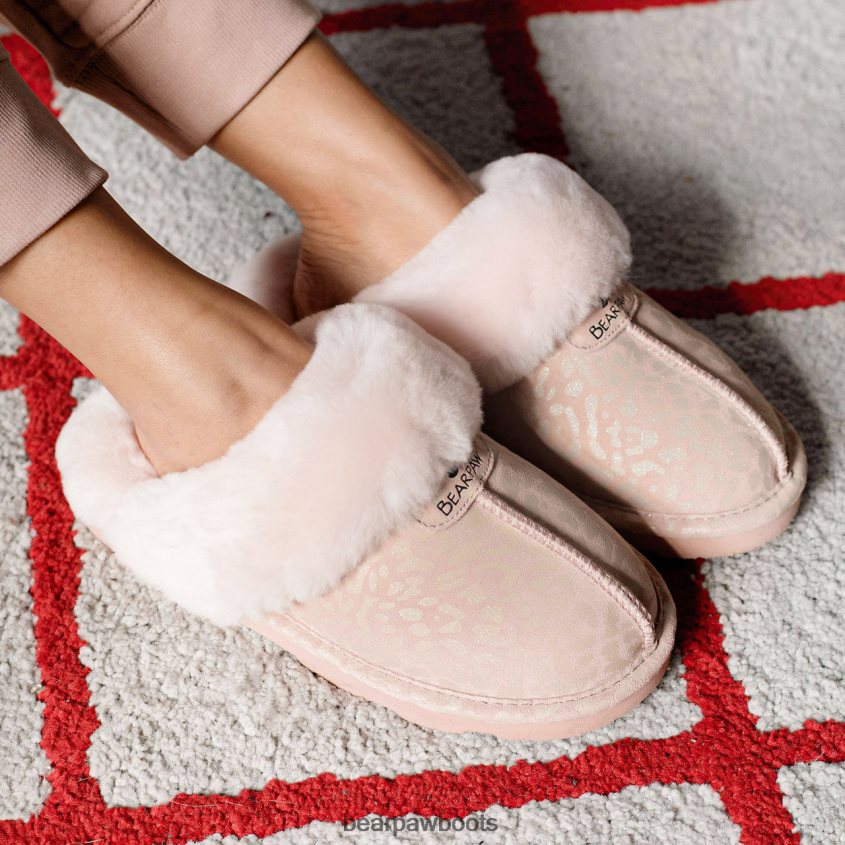 Hausschuhe BEARPAW Loki exotisch rosa Leoparden-Glitzer Frauen J080PL267