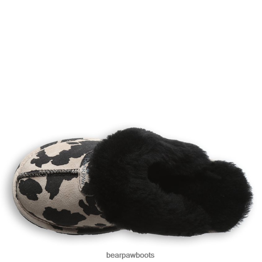 Hausschuhe BEARPAW Loki exotisch schwarzer Kuhdruck Frauen J080PL293