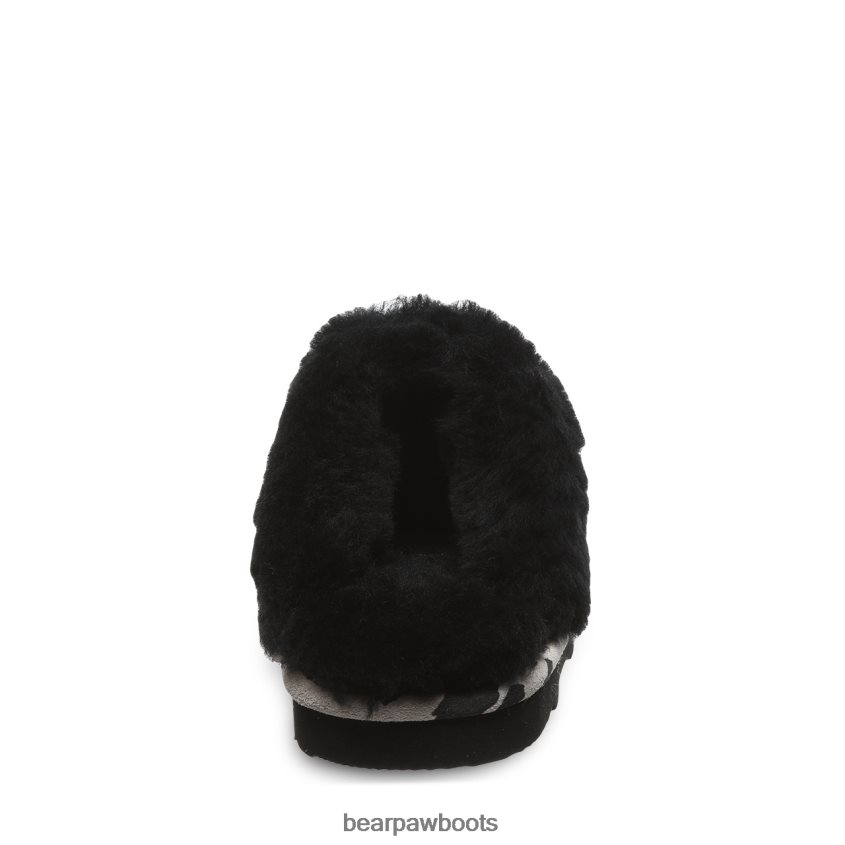 Hausschuhe BEARPAW Loki exotisch schwarzer Kuhdruck Frauen J080PL293