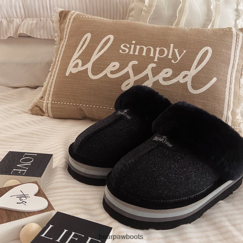 Hausschuhe BEARPAW Retro-Loki schwarzer Kaviar Frauen J080PL320