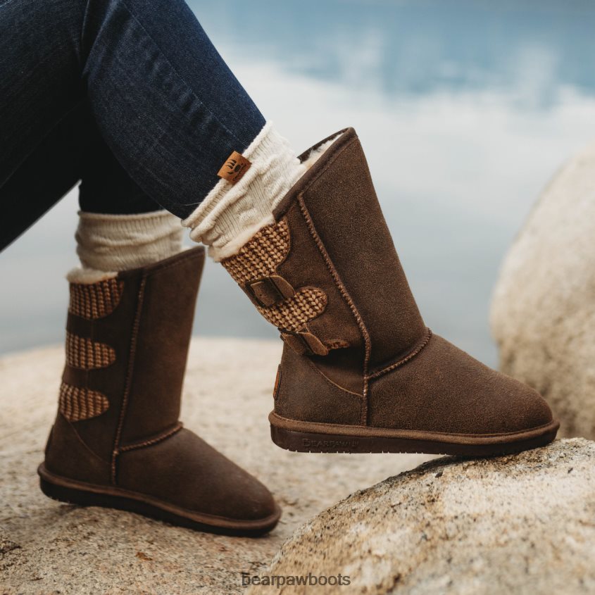 Stiefel BEARPAW Boshie breit Kastanie beunruhigt Frauen J080PL256